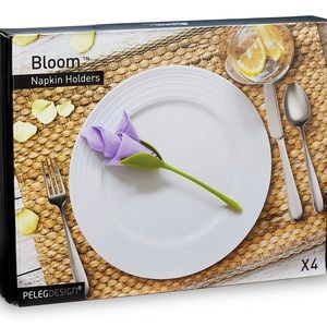 (3) Three sets of BLOOM NAPKIN HOLDER: 4 per box Green Flower Napkin Holders.
